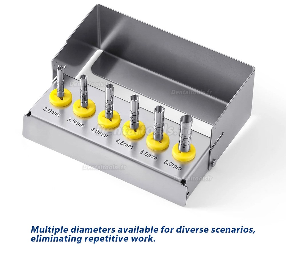 Kit chirurgical de 6 tr&eacute;pans osseux pour implant dentaire